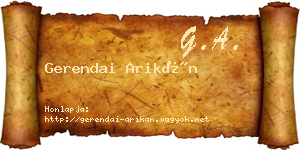Gerendai Arikán névjegykártya